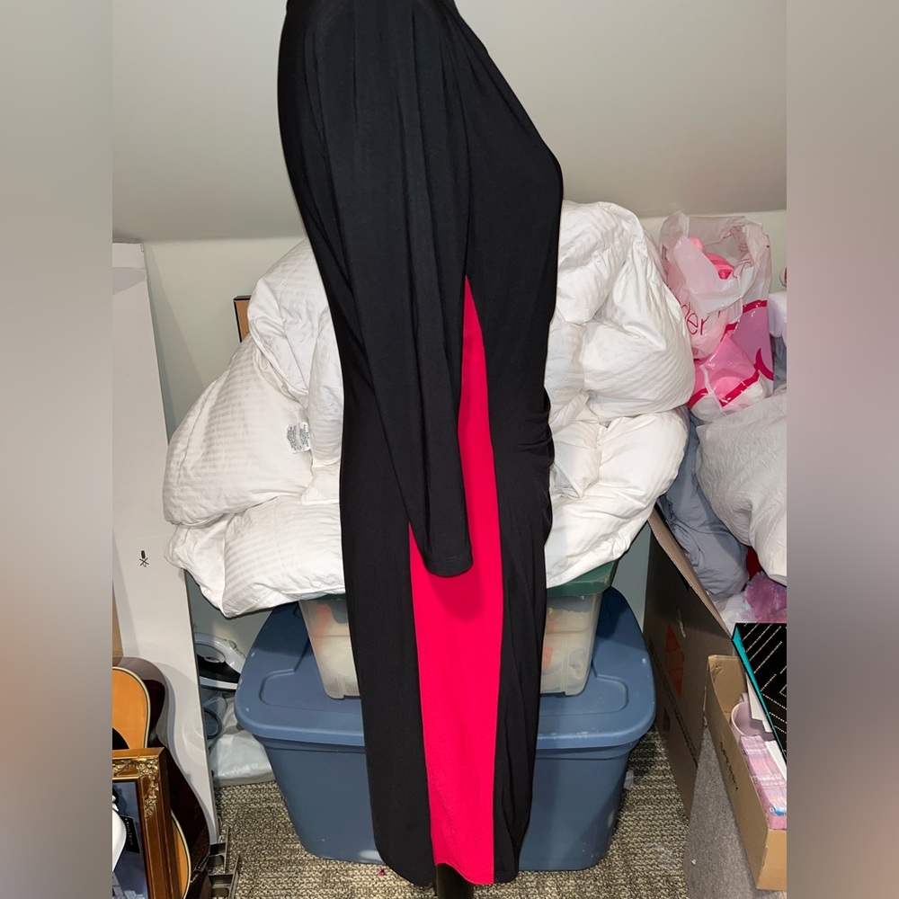 Ralph Lauren 3/4 length sleeves. Black dress with red sides. Size 8.